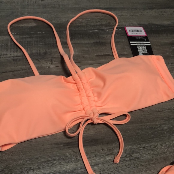 SHEKINI Women Bandeau Bikini Drawstring Tie Knot Bathing Suit Two Piece Swimsuit - Picture 7 of 16